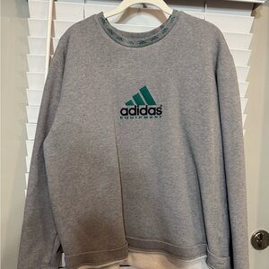 Adidas Gray Crewneck Sweater with Green Logo
